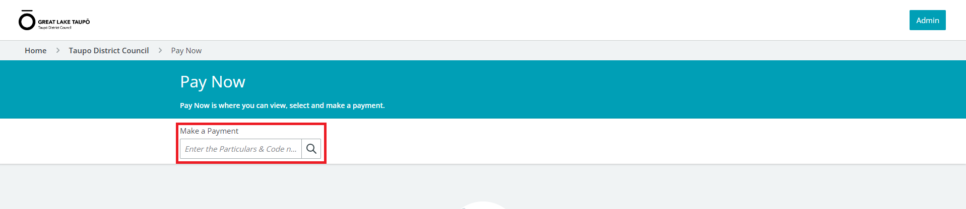  an example of the pay now search area
